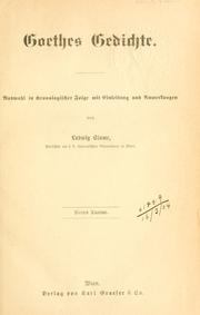 Cover of: Gedichte: Auswahl in chronologischer Folge mit Einleitung und Anmerkungen