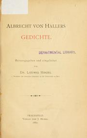 Cover of: Gedichte by Albrecht von Haller