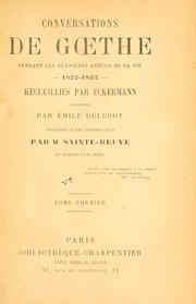 Cover of: Conversations de Goethe by Johann Wolfgang von Goethe