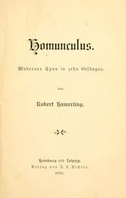 Cover of: Homunculus: moderne Epos in zehn Gesängen.