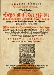 Cover of: Levini Lemnii Occulta naturae miracula by Levinus Lemnius