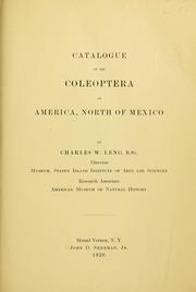 Cover of: Catalogue of the Coleoptera of America, north of Mexico