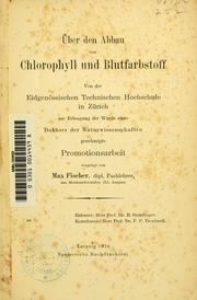 Cover of: Uber den Abbau von Chlorophyll und Blutfarbstoff.