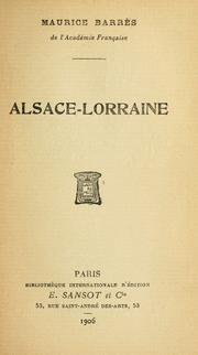 Cover of: Alsace-Lorraine