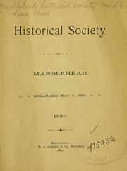 Cover of: Historical society of Marblehead ...: 1899.