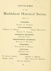Cover of: Marblehead historical society ...: [List of officers