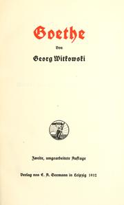 Cover of: Goethe