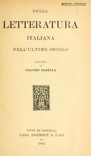 Cover of: Della letteratura italiana nell'ultimo secolo: studio.