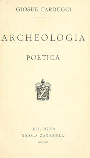 Cover of: Archeologia poetica