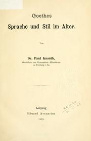 Cover of: Goethes Sprache und Stil im Alter. by Paul Knauth