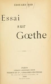 Cover of: Essai sur Gthe