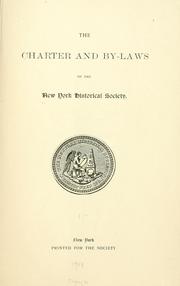 Cover of: charter and by-laws of the New York historical society.