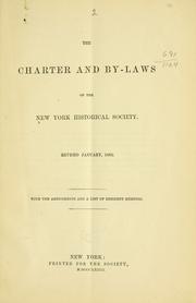 Cover of: The charter and by-laws of the New York historical society. by New-York Historical Society, New-York Historical Society