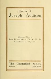 Cover of: Essays. by Joseph Addison