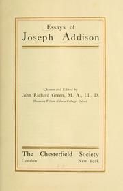 Cover of: Essays. by Joseph Addison, Joseph Addison