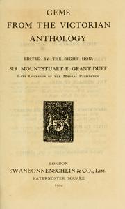 Cover of: Gems from the Victorian anthology by Grant Duff, Mountstuart E. Sir