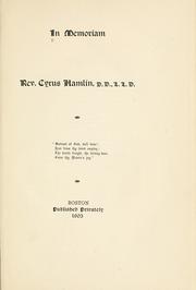 Cover of: In memoriam, Rev. Cyrus Hamlin