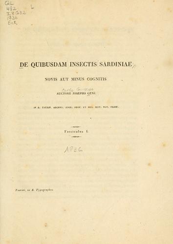 De quibusdam insectis Sardiniae by Carlo Guiseppe Gené