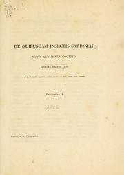 Cover of: De quibusdam insectis Sardiniae by Carlo Guiseppe Gené