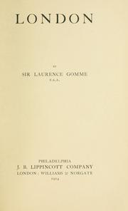 Cover of: London by George Laurence Gomme
