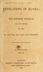 Cover of: Revelations of Russia: or The Emperor Nicholas and his empire, in 1844.