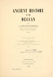 Cover of: Ancient history of the Deccan | Gabriel Jouveau-Dubreuil