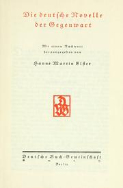 Cover of: Die deutsche Novelle der Gegenwart.: Mit einem Nachwort.