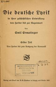 Cover of: Die deutsche Lyrik in ihrer geschichtlichen entwicklung von Herder bis zur Gegenwart