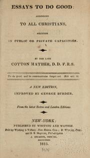 Cover of: Essays to do good by Cotton Mather