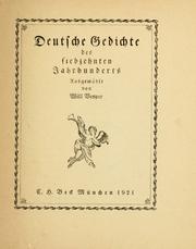 Cover of: Deutsche Gedichte des siebzehnten Jahrhunderts. by Vesper, Will