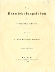 Cover of: Das Entwickelungsleben im Wirbelthier-Reich.