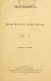 Cover of: Proceedings of the Boston Society of Natural History.