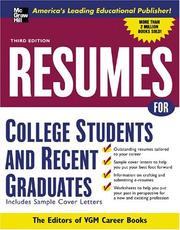 Cover of: Resumes for College Students and Recent Graduates (Vgm Professional Resumes Series)