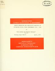 Cover of: Robust regression and sensitivity analysis in estimating mutual funds performance, 1945-1964