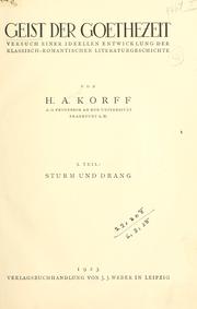 Cover of: Geist der Goethezeit by Hermann August Korff