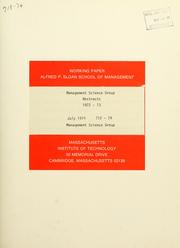 Cover of: Management Science Group abstracts, 1972-73. by Sloan School of Management. Management Science Group.