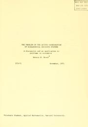 Cover of: The problem of the active coordination of hierarchical decision systems: a discussion and an application to problems in economics