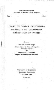 Cover of: Diary of Gaspar de Portolá during the California expedition of 1769-1770