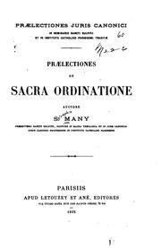 Cover of: Praelectiones de sacra ordinatione