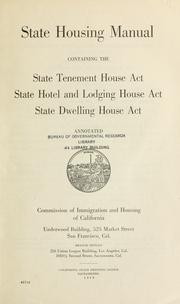 State housing manual by California. Commission of Immigration and Housing.