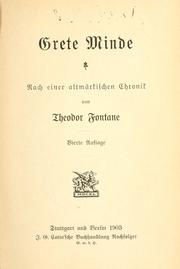 Cover of: Grete Minde: nach einer altmärkischen Chronik