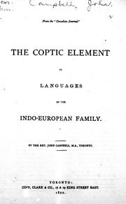 Cover of: The Coptic element in languages of the Indo-European family | Campbell, John