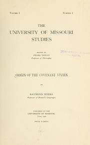 Cover of: Origin of the Covenant Vivien. by Raymond Weeks