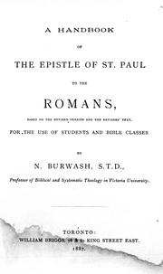 Cover of: A handbook of the Epistle of St. Paul to the Romans: based on the revised version and the reviser's text : for the use of students and Bible classes