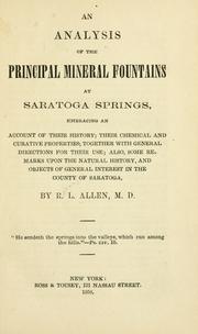 Cover of: An analysis of the principal mineral fountains at Saratoga Springs