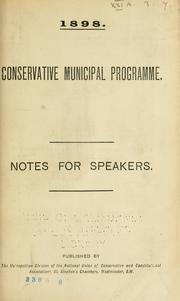 Cover of: Conservative municipal programme. | National Union of Conservative and Constitutional Associations.