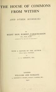 Cover of: The House of commons from within. by Farquharson, Robert