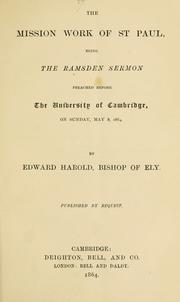 Cover of: The mission work of St. Paul: being the Ramsden sermon, preached before the University of Cambridge, on Sunday, May 8, 1864