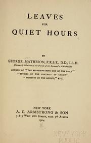 Cover of: Leaves for quiet hours