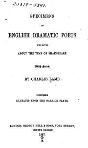 Cover of: Specimens of English dramatic poets who lived about the time of Shakspeare.: With notes.